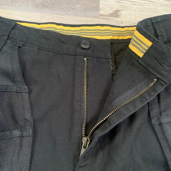 Caterpillar Work Pants Black Utility Cargo Cotton 40x32 Cropped Carpentercore - Picture 4 of 10